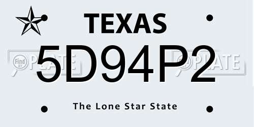 5D94P2 Texas License Plate