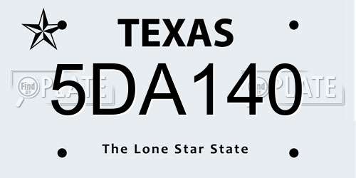 5DA140 Texas License Plate