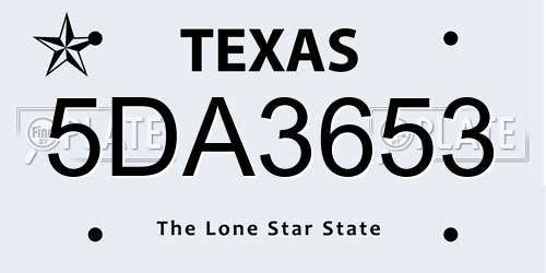 5DA3653 Texas License Plate