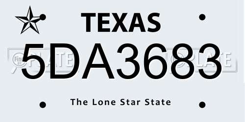 5DA3683 Texas License Plate