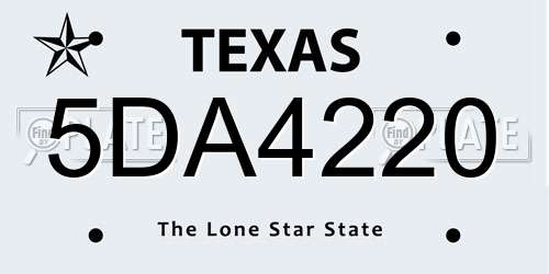 5DA4220 Texas License Plate