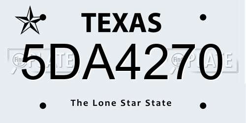 5DA4270 Texas License Plate