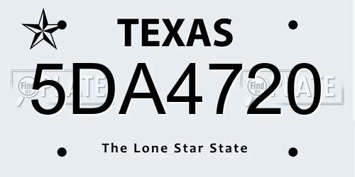 5DA4720 Texas License Plate