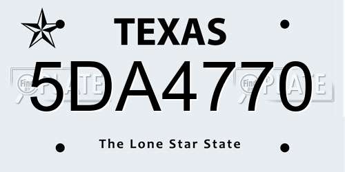 5DA4770 Texas License Plate