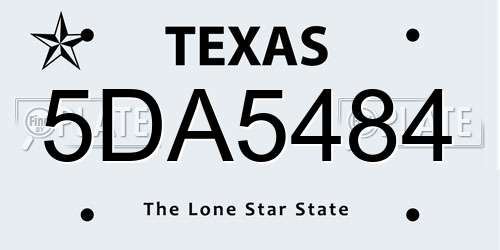 5DA5484 Texas License Plate