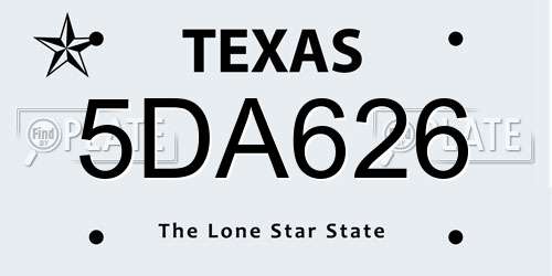 5DA626 Texas License Plate
