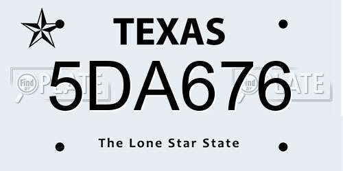 5DA676 Texas License Plate