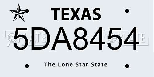 5DA8454 Texas License Plate