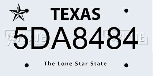 5DA8484 Texas License Plate
