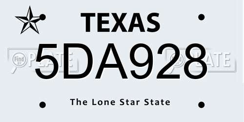 5DA928 Texas License Plate