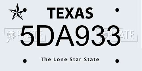 5DA933 Texas License Plate