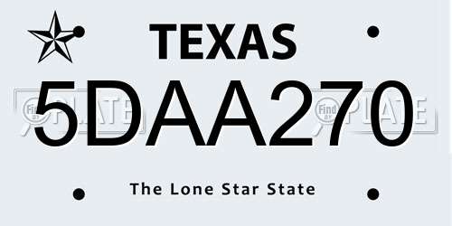 5DAA270 Texas License Plate