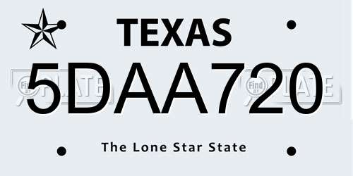 5DAA720 Texas License Plate