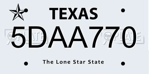 5DAA770 Texas License Plate