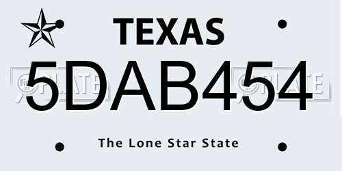 5DAB454 Texas License Plate