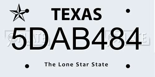 5DAB484 Texas License Plate