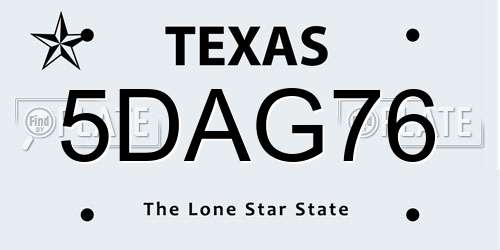 5DAG76 Texas License Plate
