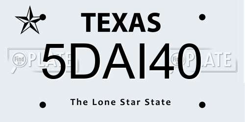 5DAI40 Texas License Plate