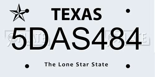 5DAS484 Texas License Plate