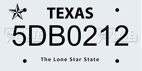 5DB0212 Texas License Plate