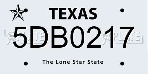 5DB0217 Texas License Plate