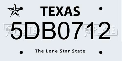 5DB0712 Texas License Plate