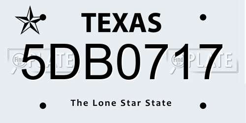 5DB0717 Texas License Plate