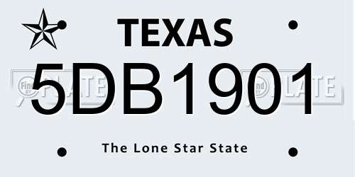 5DB1901 Texas License Plate