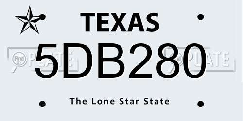 5DB280 Texas License Plate
