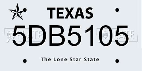 5DB5105 Texas License Plate