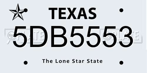 5DB5553 Texas License Plate