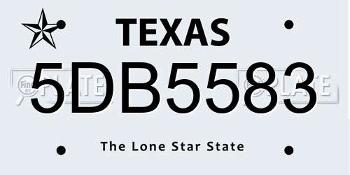 5DB5583 Texas License Plate