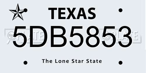 5DB5853 Texas License Plate