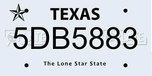 5DB5883 Texas License Plate