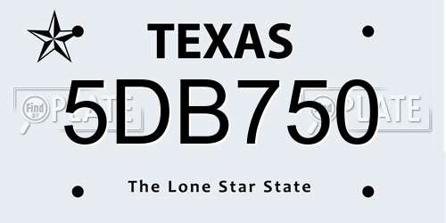 5DB750 Texas License Plate