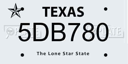 5DB780 Texas License Plate