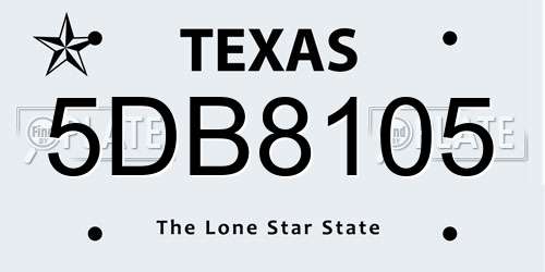 5DB8105 Texas License Plate