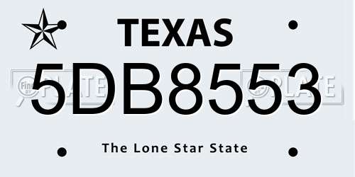 5DB8553 Texas License Plate