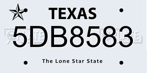 5DB8583 Texas License Plate
