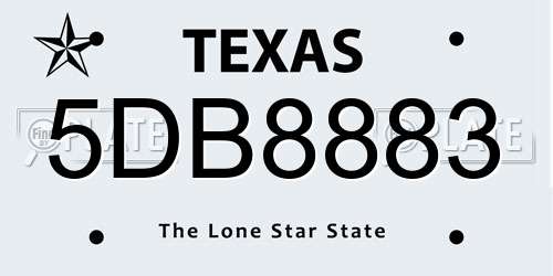 5DB8883 Texas License Plate