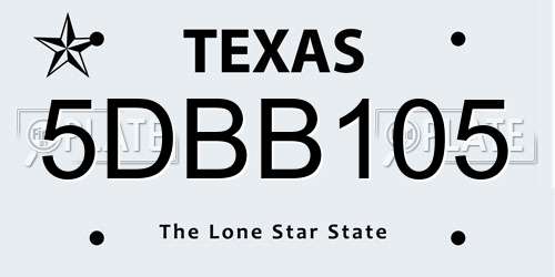 5DBB105 Texas License Plate