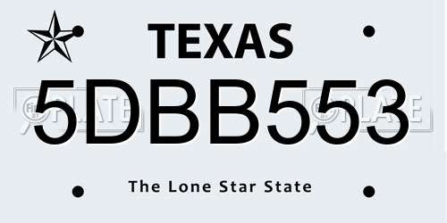 5DBB553 Texas License Plate