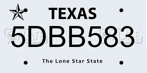 5DBB583 Texas License Plate