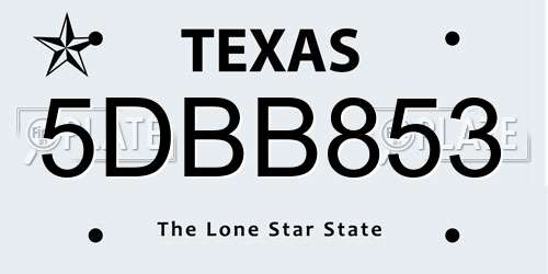 5DBB853 Texas License Plate