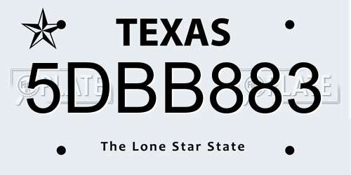 5DBB883 Texas License Plate