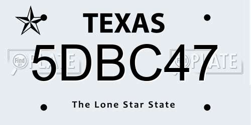 5DBC47 Texas License Plate