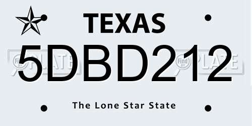 5DBD212 Texas License Plate