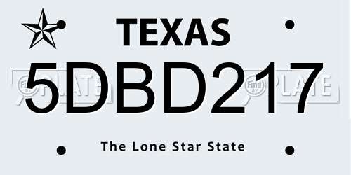 5DBD217 Texas License Plate