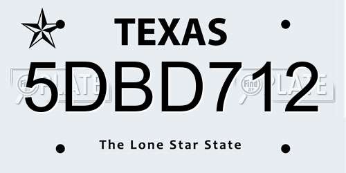 5DBD712 Texas License Plate