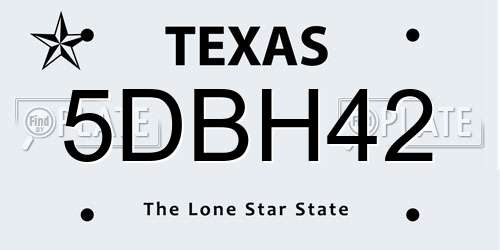 5DBH42 Texas License Plate